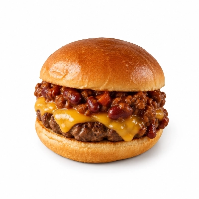 4food Buildboard Classic Beef Chili and Cheese Burger Sandwich