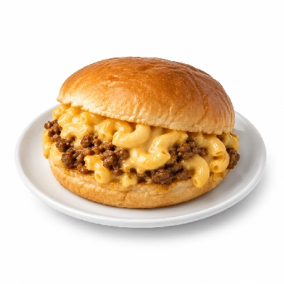 4food Buildboard Mac and Beef Sandwich