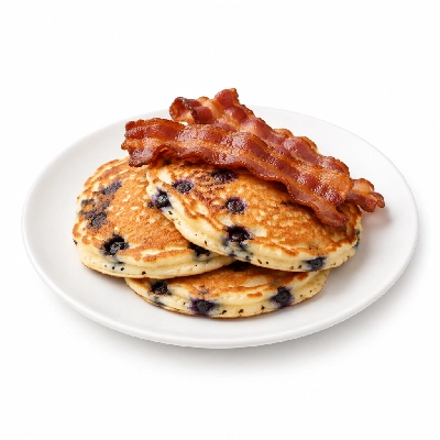 Amato's Pizza Breakfast 3 Blueberry Pancakes with Bacon