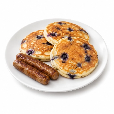 Amato's Pizza Breakfast 3 Blueberry Pancakes with Sausage