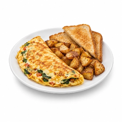 Amato's Pizza Breakfast 3 Egg Garden Omelet with Homefries and Toast