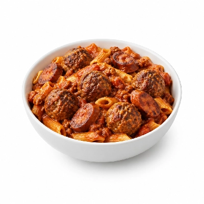 Amato's Pizza Pasta Buckets Combo with 4 Meatballs and 4 Sausages with Meat Sauce