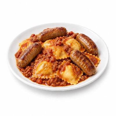 Amato's Pizza Pasta Buckets Ravioli with 4 Sausages with Meat Sauce