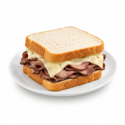 Amato's Pizza Sandwiches Roast Beef and Swiss Well on White