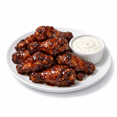 Applebee's Appetizers Bar Snacks Double Crunch Bone-in Wings with Honey BBQ Sauce and Ranch Dressing