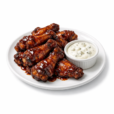 Applebee's Appetizers Build Your Sampler Double Crunch Bone-in Wings with Honey BBQ Sauce Bleu Cheese Dressing