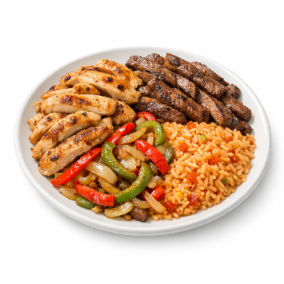 Applebee's Sizzling Entrees Skillet Fajitas with Rice Chicken and Steak