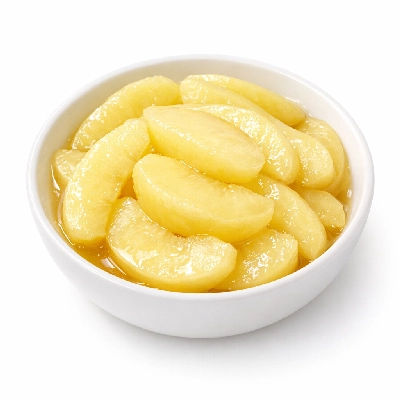 Apples canned sweetened sliced drained heated