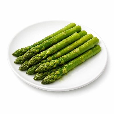 Asparagus frozen cooked boiled drained with salt