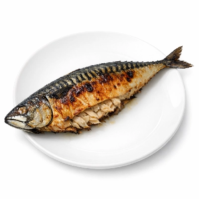 Atlantic mackerel cooked dry heat