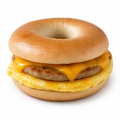 Au Bon Pain 2 Eggs Turkey Sausage & Cheddar on Skinny Wheat Bagel