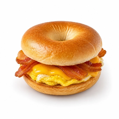 Au Bon Pain Breakfast Sandwiches 2 Eggs on a Bagel with Bacon