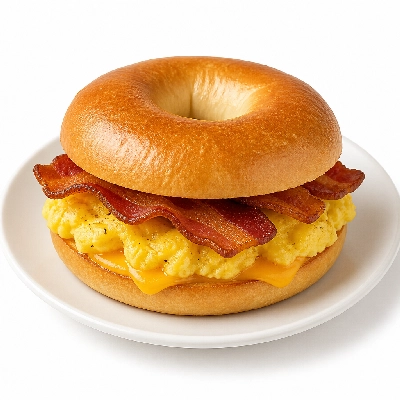 Au Bon Pain Breakfast Sandwiches 2 Eggs on a Bagel with Bacon and Cheese