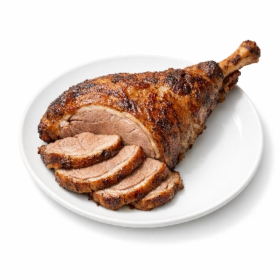 Lamb australian imported fresh leg whole shank and sirloin separable lean fat trimmed to 1/8" cooked roasted