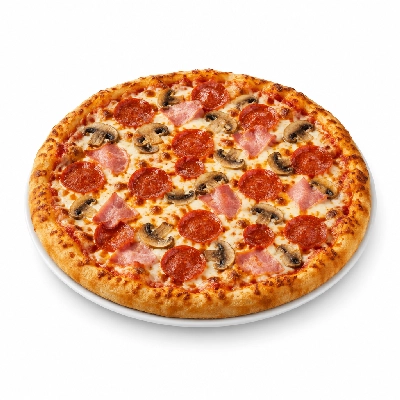 B.C. Pizza Pizza Large: Cheese Pepperoni Ham Mushroom