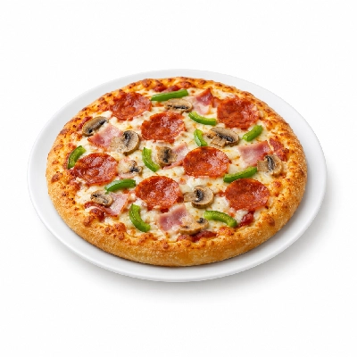 B.C. Pizza Pizza Personal: Cheese Pepperoni Ham Mushroom and Green Pepper