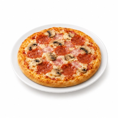 B.C. Pizza Pizza Small: Cheese Pepperoni Ham Mushroom