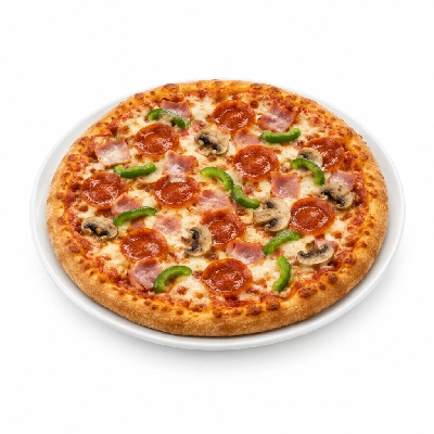 B.C. Pizza Pizza Small: Cheese Pepperoni Ham Mushroom Green Pepper