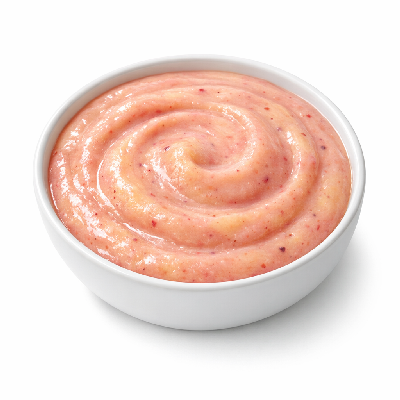 Babyfood banana with mixed berries strained