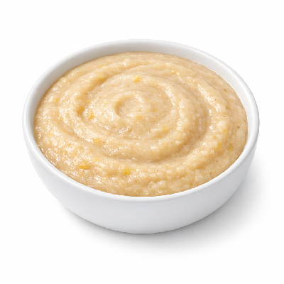 Babyfood cereal oatmeal with applesauce and bananas strained