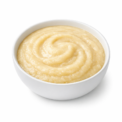 Babyfood cereal rice with applesauce and bananas strained