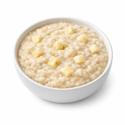 Babyfood cereal rice with bananas prepared whole milk