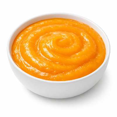 Babyfood dessert fruit pudding orange strained