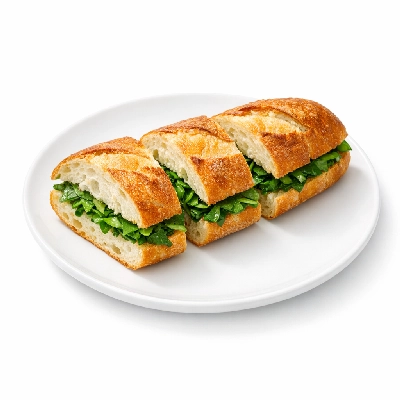 Baguette sandwich with greens
