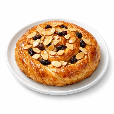 Danish pastry nut includes almond raisin cinnamon
