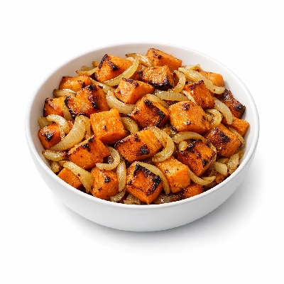 Baked Sweet Potato and Onion Mix