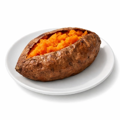 Baked sweet potato with skin and salt