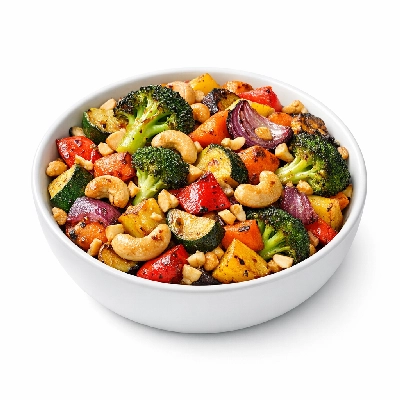 Baked vegetables with cashews