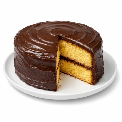 Yellow cake with chocolate frosting