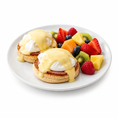 Bakers Square Benedicts Eggs Fresh Fruit