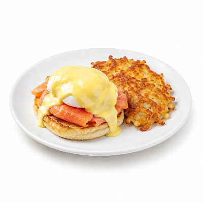 Bakers Square Breakfast Features Poached Salmon Benedict Hash Browns