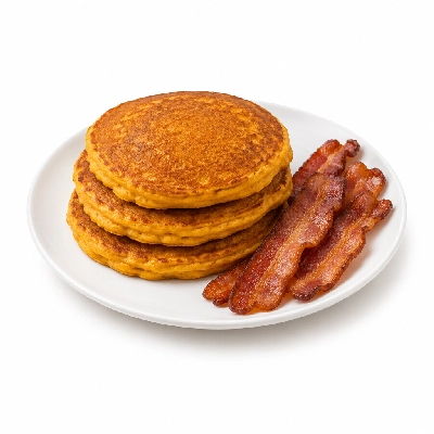 Bakers Square Breakfast Features Pumpkin Supreme Pancakes Bacon