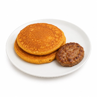 Bakers Square Breakfast Features Pumpkin Supreme Pancakes Sausage Patty