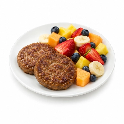 Bakers Square Breakfasts Classic Sausage Patties Fresh Fruit (No Bread)