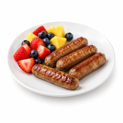Bakers Square Breakfasts Classic Turkey Sausage Fresh Fruit (No Bread)