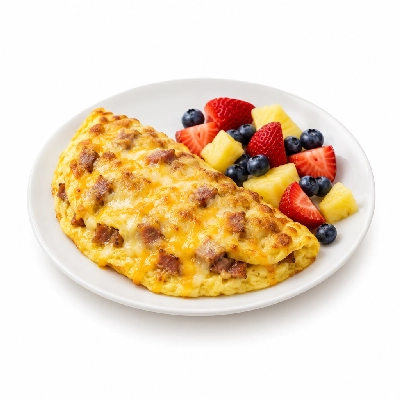 Bakers Square Smothered Meat Lover's Omelette Fresh Fruit (No Bread)
