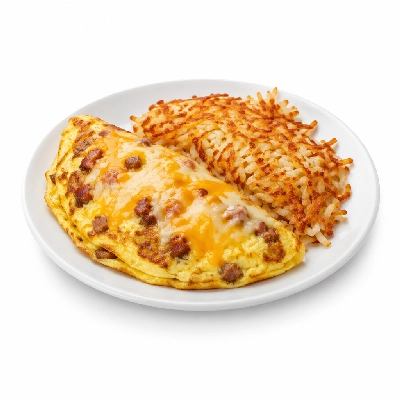 Bakers Square Smothered Meat Lover's Omelette Hash Browns (No Bread)