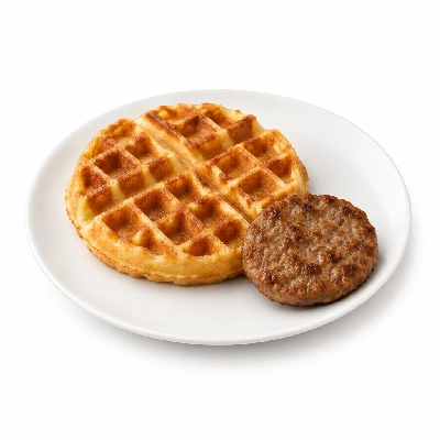Bakers Square Sweets Belgian Waffle Combo Sausage Patty
