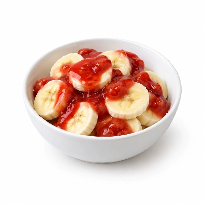 Bakers Square Sweets Fresh Bananas & Strawberry Sauce