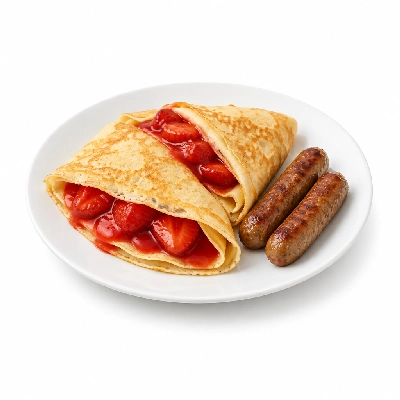 Bakers Square Sweets Strawberry Crepes Sausage Links