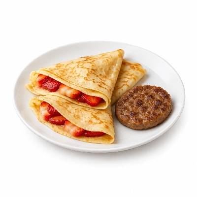 Bakers Square Sweets Strawberry Crepes Sausage Patty