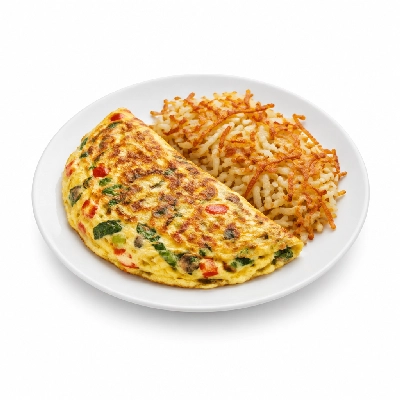Bakers Square Veggie Omelette Hash Browns (No Bread)