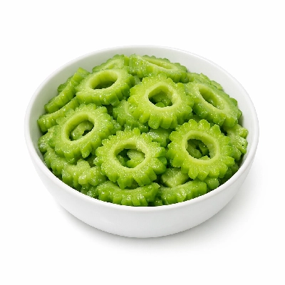 Balsam-pear bitter gourd pods cooked boiled drained without salt