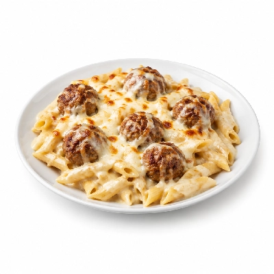 Barro's Pizza Pasta Penne with Mozzarella Cheese & Meatballs White Garlic Bread
