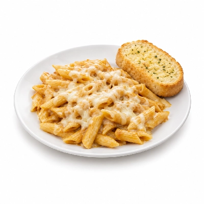 Barro's Pizza Pasta Penne with Mozzarella Cheese White Garlic Bread