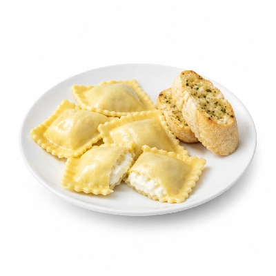 Barro's Pizza Pasta Ravioli with Mozzarella Cheese Small White Garlic Bread